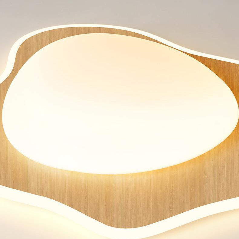 Moderne Einfachheit Pochiertes Ei Runde Holz Kunststoff LED Unterputz Deckenleuchte für Schlafzimmer 