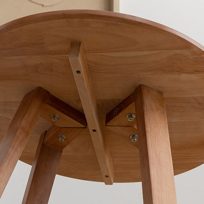 Table basse contemporaine en bois rond avec pieds en V pour salon 