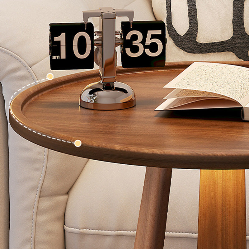 Mesa de Café de Madera Minimalista Moderna con Trípode Redondo de 2 Niveles para Sala de Estar 
