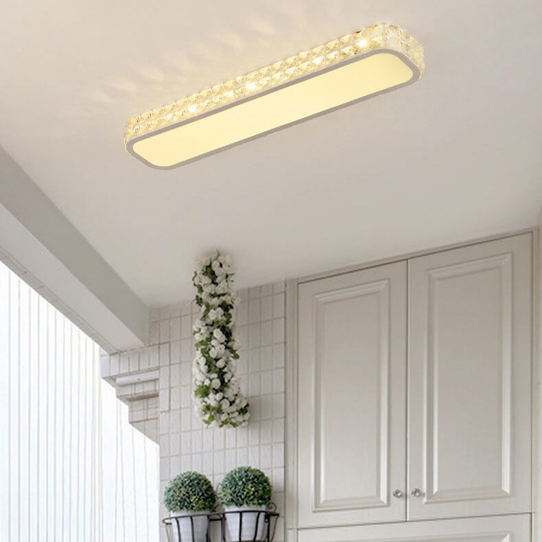 Lumière de plafond à montage affleurant LED en acrylique à bande longue en cristal moderne 