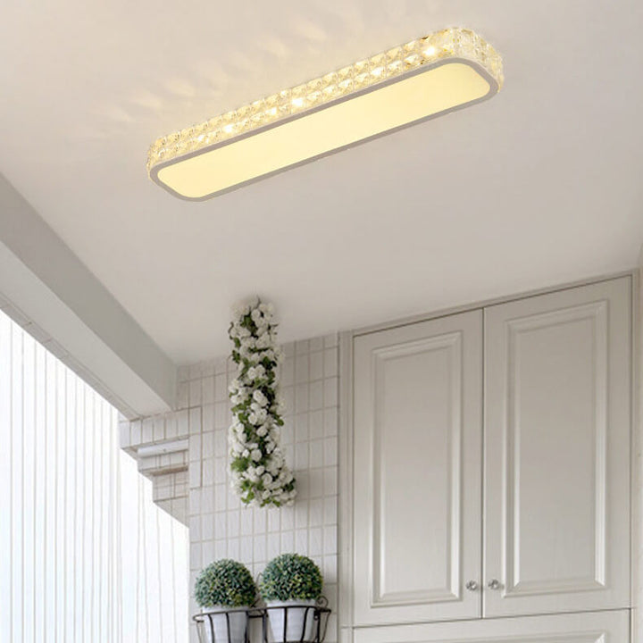 Lumière de plafond à montage affleurant LED en acrylique à bande longue en cristal moderne 