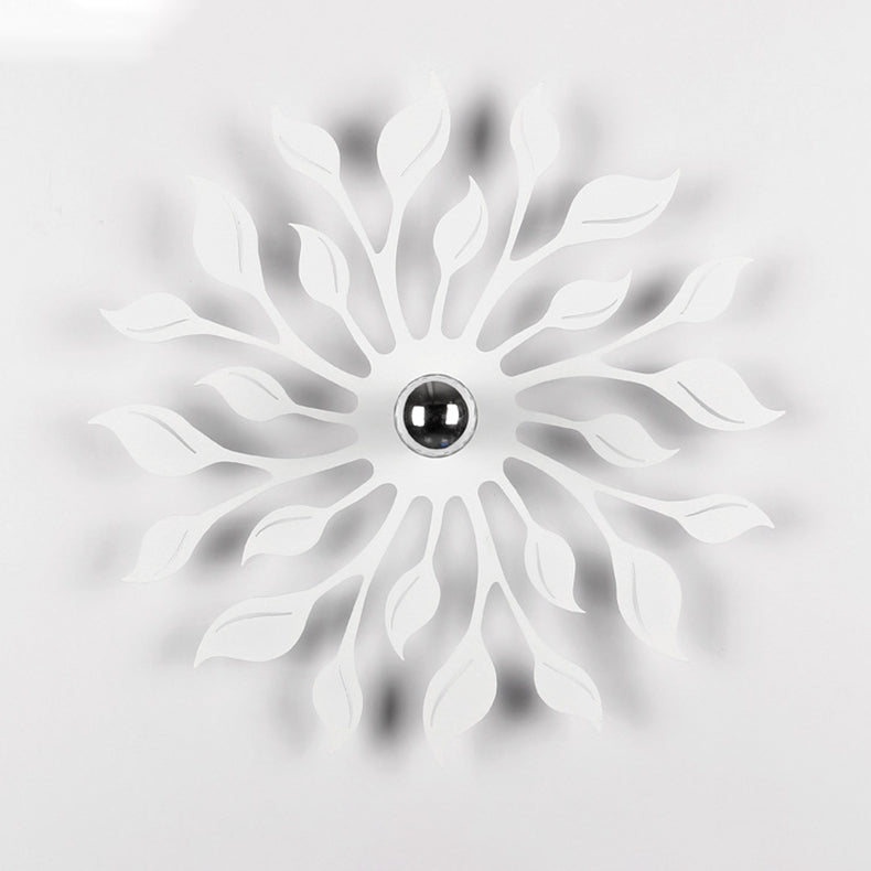 Applique murale contemporaine créative en fer à une lumière avec feuille ronde pour salon 