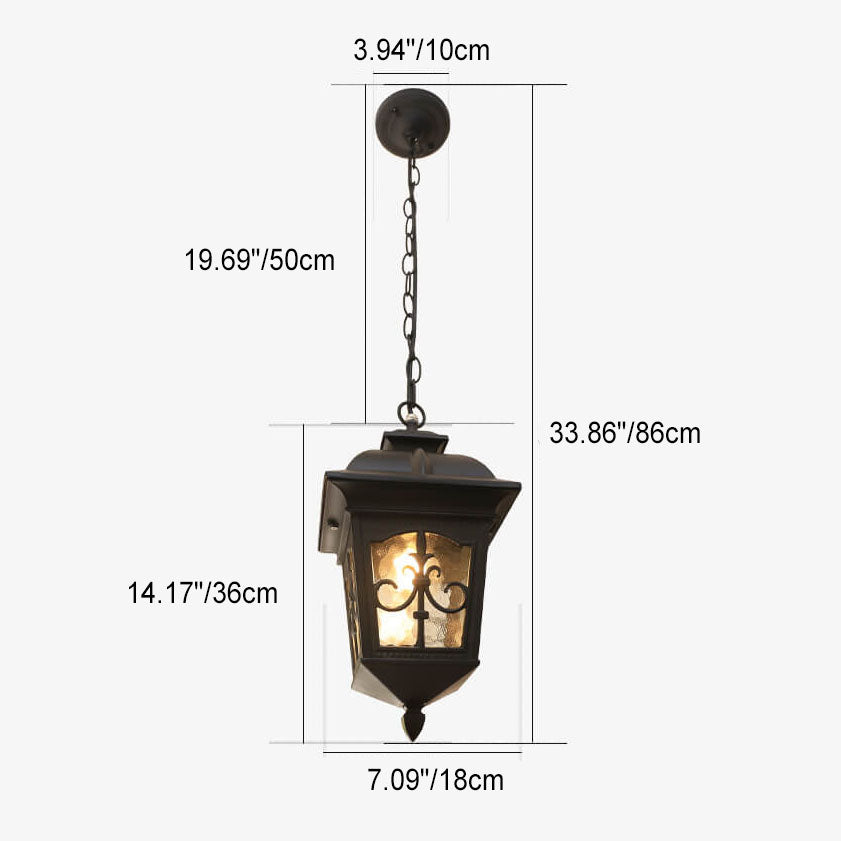 Lanterne extérieure en forme de flèche européenne en aluminium et verre à 1 lumière étanche 