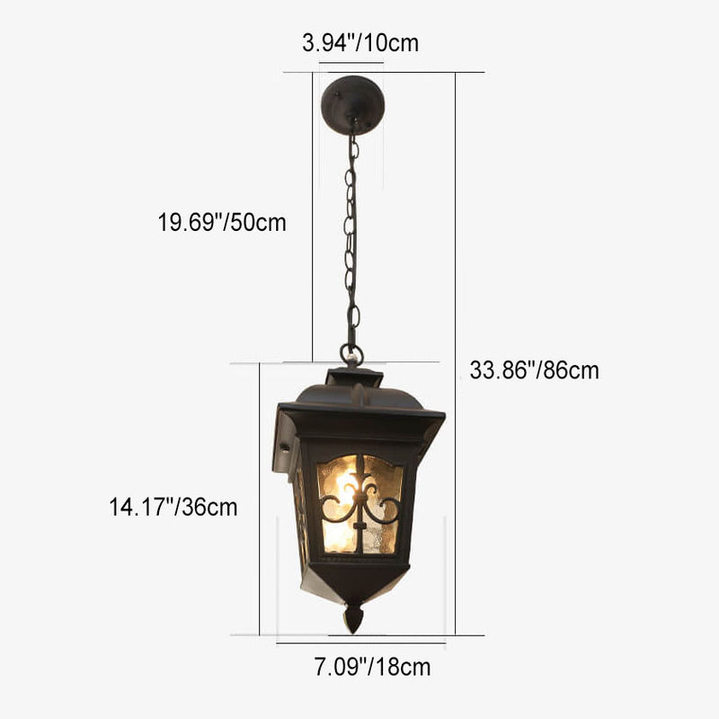 Outdoor Europäische Pfeilblume Laterne Aluminium Glas 1-Licht Wasserdichte Pendelleuchte 