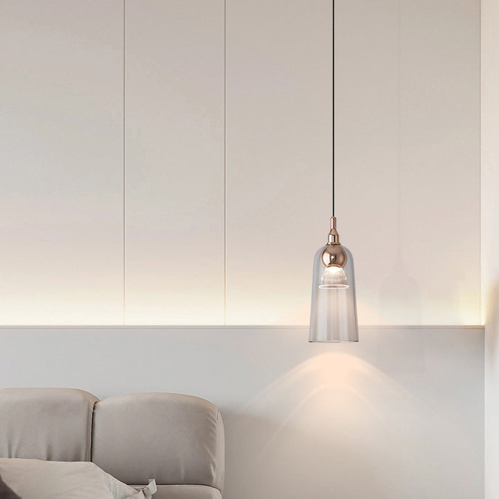 Zeitgenössische nordische Acryl-Cup-Shade-Aluminium-LED-Pendelleuchte mit Farbverlauf für Esszimmer 