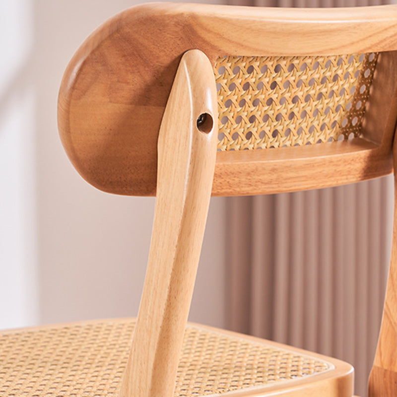 Tabouret de comptoir moderne minimaliste en cuir PU avec rotin rembourré en bois de caoutchouc, dossier ouvert, repose-pieds pour cuisine 