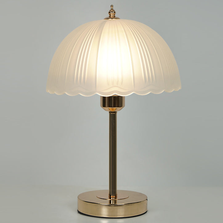 Contemporary Nordic Iron Glass Dome Petal 1-Light Table Lamp For Bedside