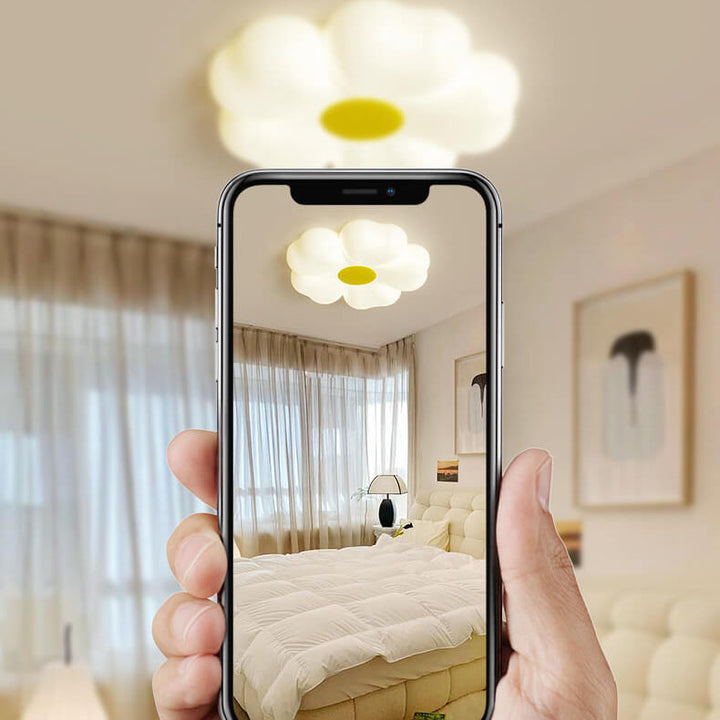 Contemporary Creative Flower Shape PE Iron LED Flush Mount Ceiling Light for Bedroom