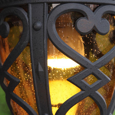 Lanterne traditionnelle européenne en aluminium en forme de lanterne en verre à 1 lumière pour jardin 