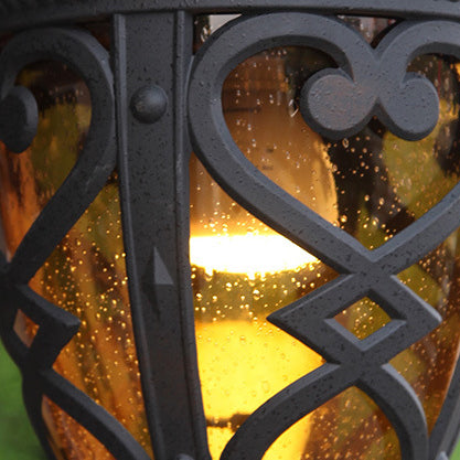 Lanterne traditionnelle européenne en aluminium en forme de lanterne en verre à 1 lumière pour jardin 