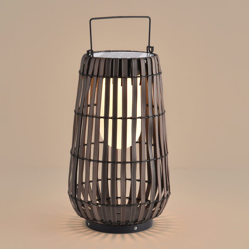 Contemporary Creative Waterproof Solar Cylinder Imitation Rattan Iron LED Landscape Lighting Outdoor Light For Garden