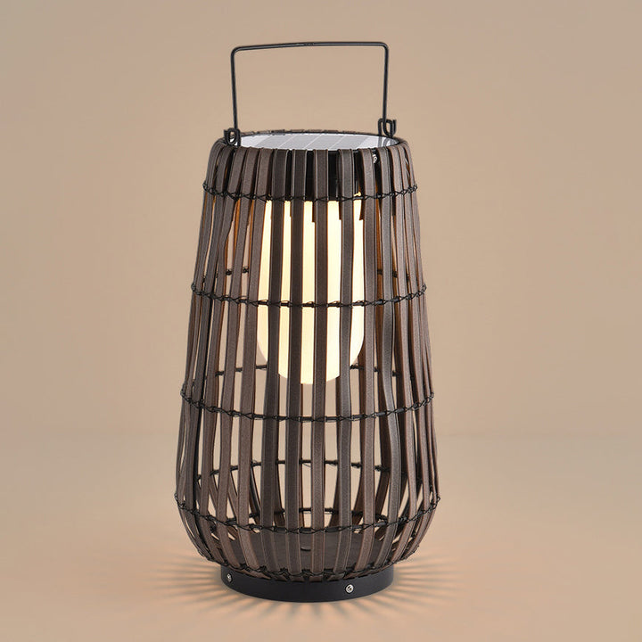 Contemporary Creative Waterproof Solar Cylinder Imitation Rattan Iron LED Landscape Lighting Outdoor Light For Garden