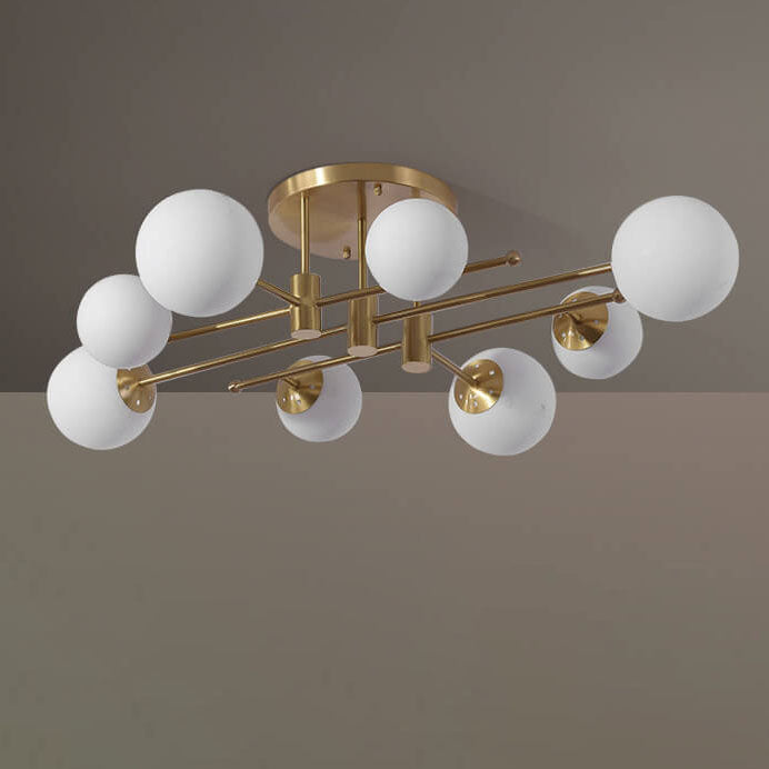 Luz de techo semiempotrada de lujo nórdico de vidrio mágico con línea de latón de 6/8 luces 