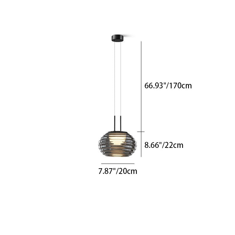 Modern Minimalist Oval Metal Acrylic Glass LED Pendant Light For Living Room