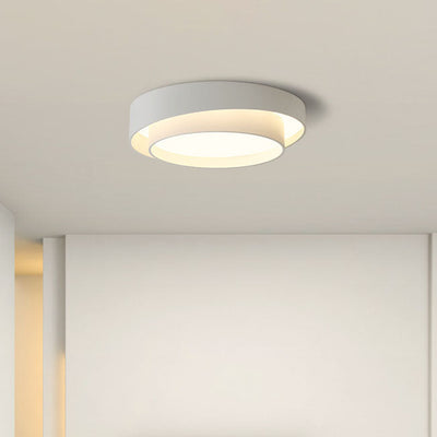 Simplicité Contemporaine Plafonnier LED en Fer à Deux Couches avec Abat-jour Rond pour Salon 
