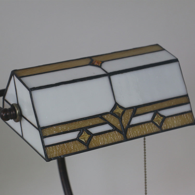 Lámpara de Mesa de Vidrio Tiffany Vintage de Plaid Trapezoidal con 1 Luz 
