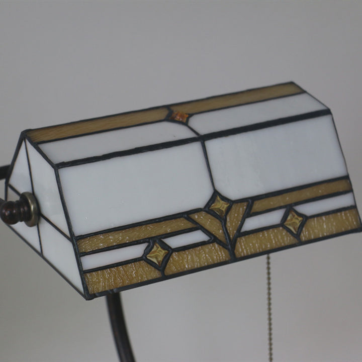 Lámpara de Mesa de Vidrio Tiffany Vintage de Plaid Trapezoidal con 1 Luz 