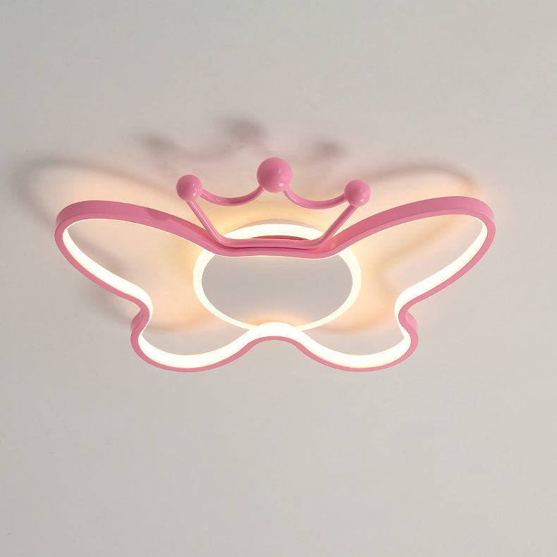 Zeitgenössische Nordic Kids Eisen Aluminium Silica Acryl Schmetterling LED Unterputz Deckenleuchte für Schlafzimmer 