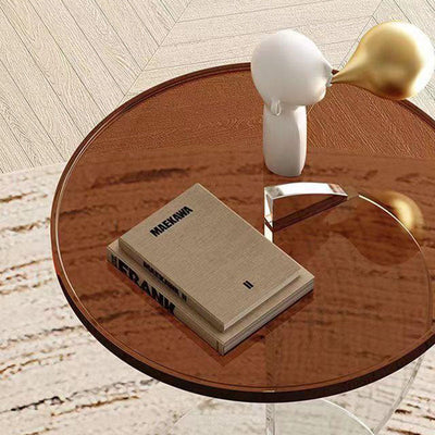 Table basse ronde semi-circulaire minimaliste moderne en plastique pour salon 