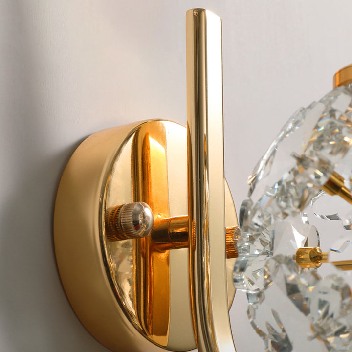 Modern Luxury Metal Iron Stainless Steel Crystal Ball Cylinder 1-Light Wall Sconce Lamp For Bedside