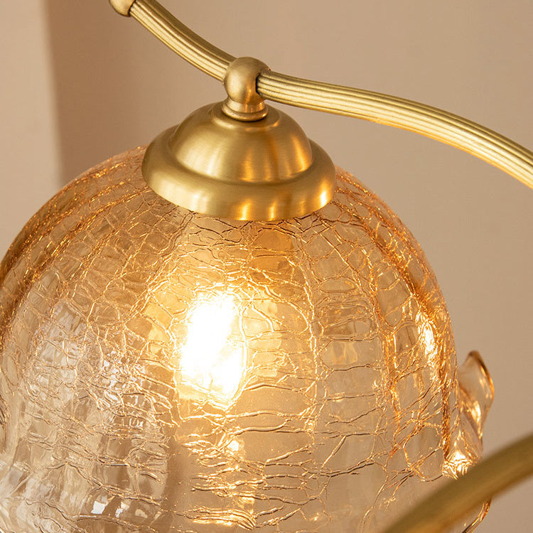 Traditional Vintage Petals All Copper Log Glass 3/5 Light Chandelier For Living Room