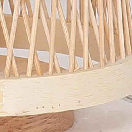 Lámpara de Mesa Minimalista de Tejido de Bambú Ovalado con 1 Luz 