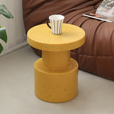 Mesa Auxiliar Escandinava Contemporánea Redonda de Columna PE de 1 Nivel para Sala de Estar 