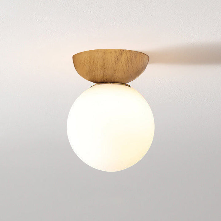 Modern Minimalist Glass Iron Orb 1-Light Semi-Flush Mount Light/Pendant Light for Living Room