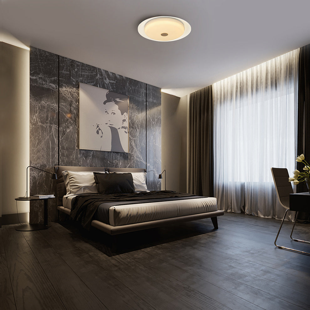 Plafonnier semi-encastré LED en aluminium acrylique cuivre rond contemporain scandinave pour salon 