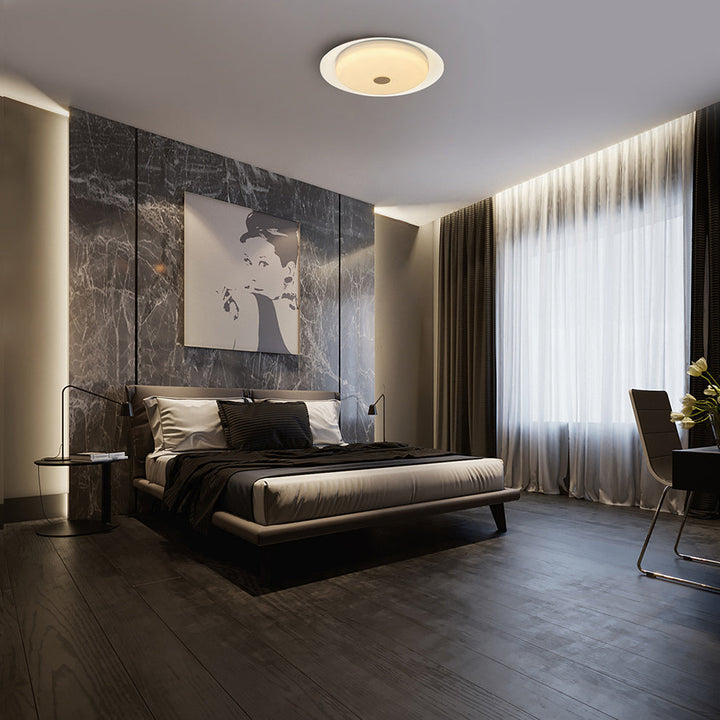 Plafonnier semi-encastré LED en aluminium acrylique cuivre rond contemporain scandinave pour salon 