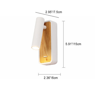 Lámpara de Aplique de Pared LED de Cilindro Giratorio Moderno Minimalista de Aluminio y Acrílico para Dormitorio 