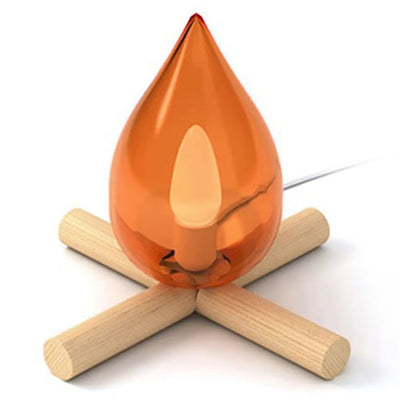 Modern Art Deco Fire Wood Glass 1-Light Table Lamp For Living Room