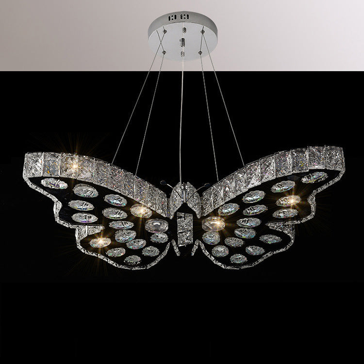 Modern Art Deco Butterfly Crystal Hardware LED Chandelier For Living Room