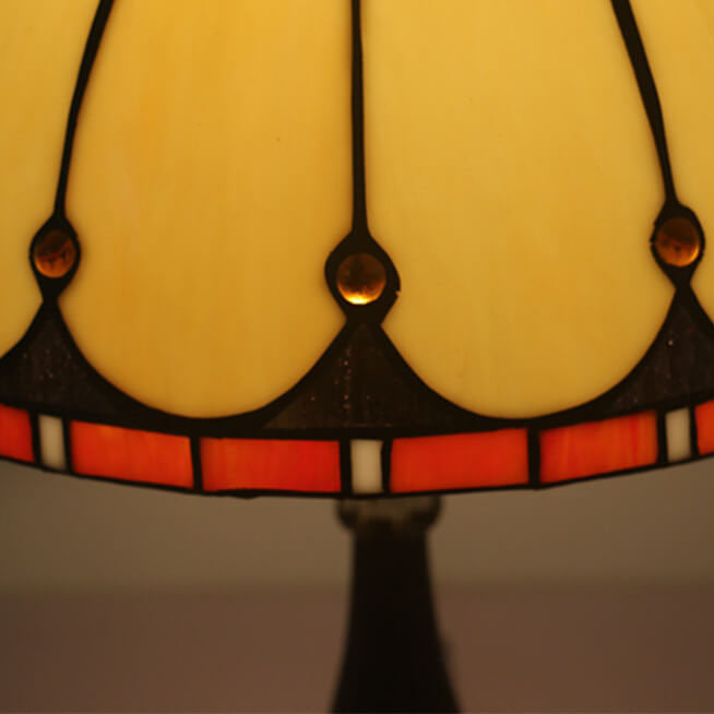 Lámpara de Mesa de Cúpula Mediterránea de Cristal Tiffany Vintage de 1 Luz 