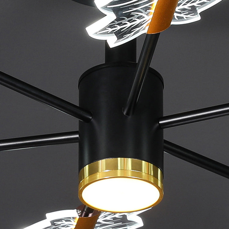 Lustre LED en fer acrylique à feuilles d&