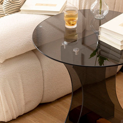 Moderner minimalistischer runder Glastisch 1-stufig für Wohnzimmer 