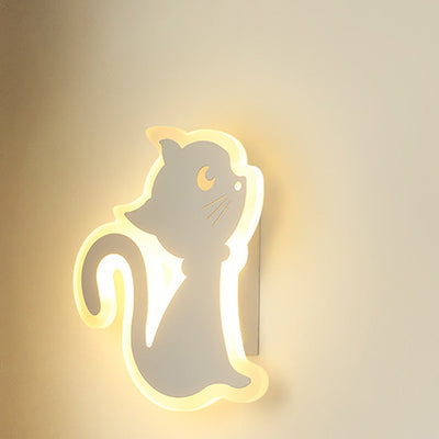 Modern Art Deco Cat-Shaped Acrylic Iron LED Wall Sconce Lamp For Bedroom