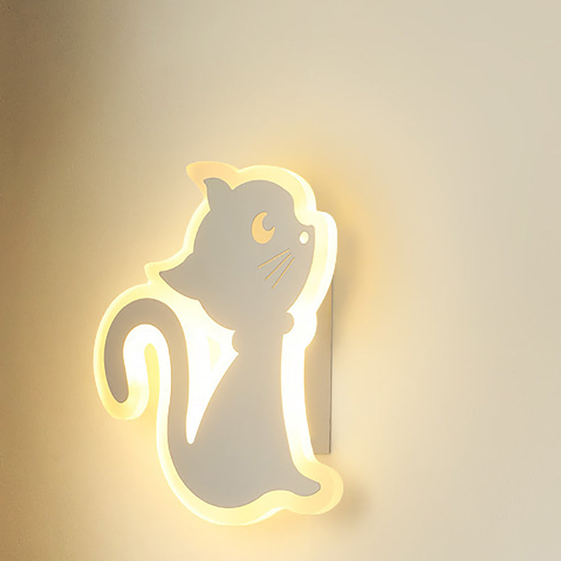 Modern Art Deco Cat-Shaped Acrylic Iron LED Wall Sconce Lamp For Bedroom