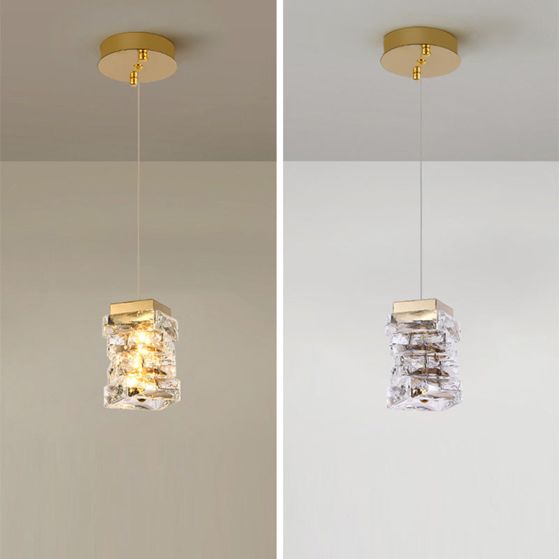 Moderne Luxus Edelstahl Kristall Unregelmäßige Spalte LED Pendelleuchte Für Wohnzimmer 