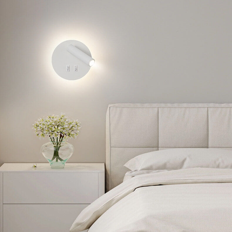 مصباح حائط LED دائري من الألومنيوم والحديد بتصميم بسيط وحديث لغرفة النوم 