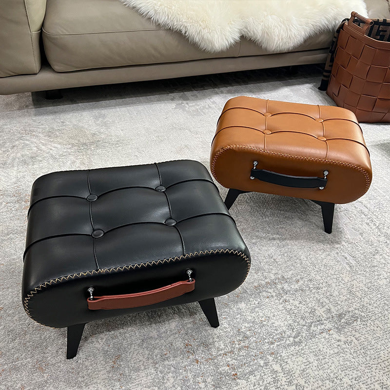Tabouret de pied portable moderne en similicuir capitonné de luxe pour salon 