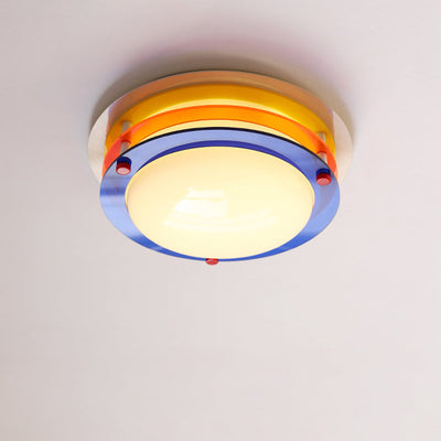 Moderne minimalistische bunte Eisen-Acryl-Disc Splicing LED Unterputz-Deckenleuchte für Schlafzimmer 