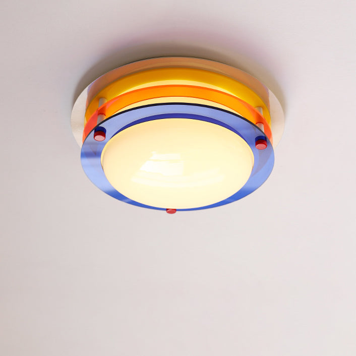 Moderne minimalistische bunte Eisen-Acryl-Disc Splicing LED Unterputz-Deckenleuchte für Schlafzimmer 