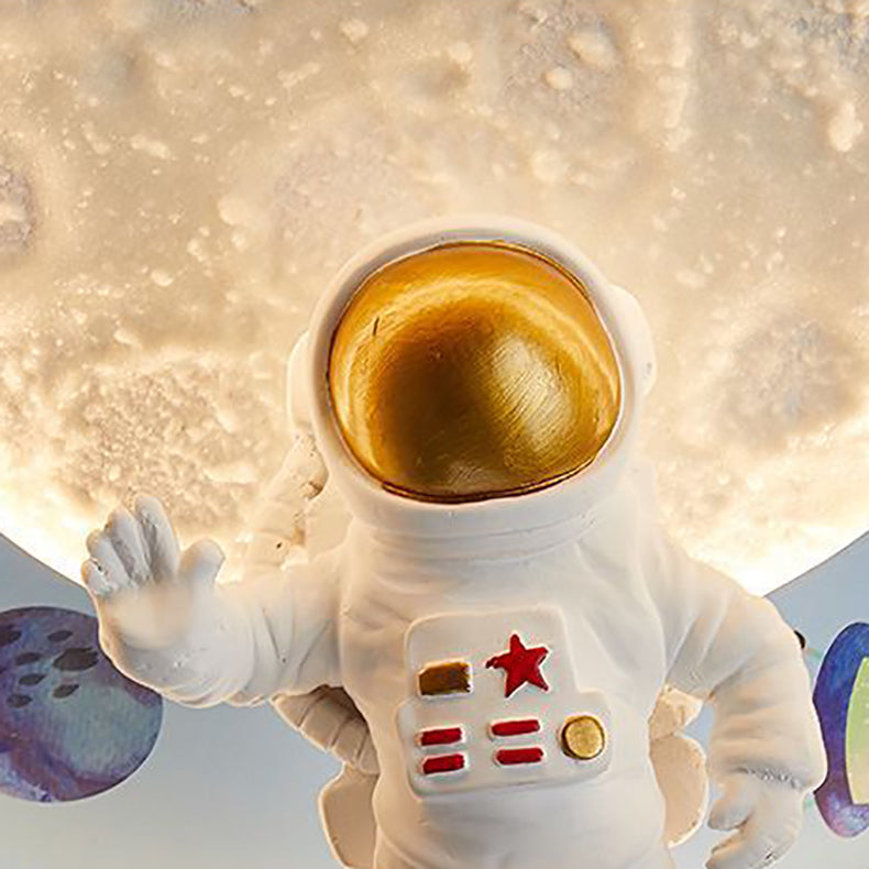 Moderne Art Deco Kinder Eisen Harz Acryl Runde Mond Astronaut LED Unterputz Deckenleuchte Für Schlafzimmer 