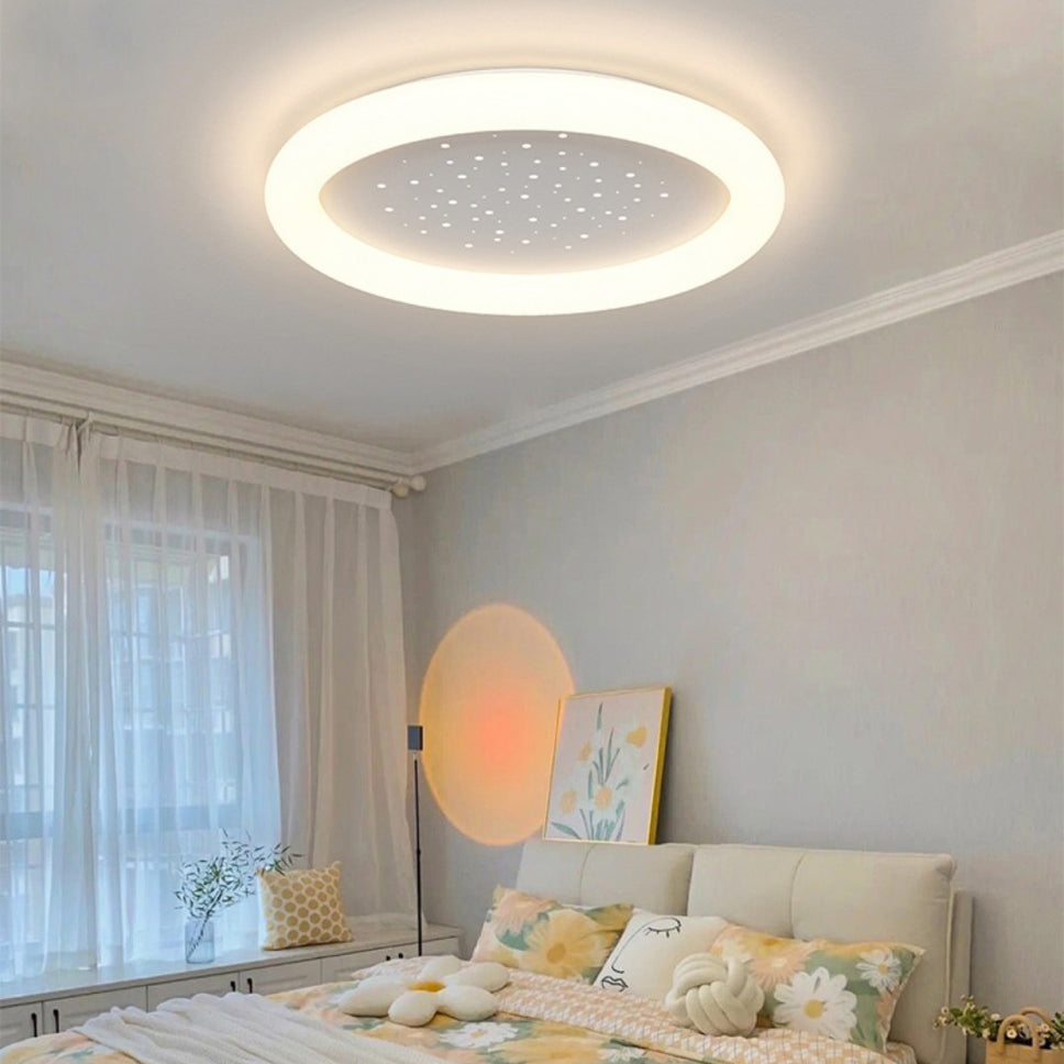 Plafonnier LED rond en fer acrylique simplicité moderne ciel étoilé pour chambre 