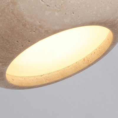 Traditional Vintage Round Mantle Cylinder Marble LED Pendant Light For Living Room