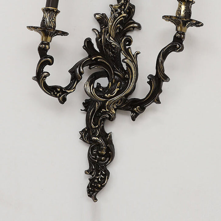 Candelabro de pared de 3 luces de cobre negro francés tradicional para sala de estar 