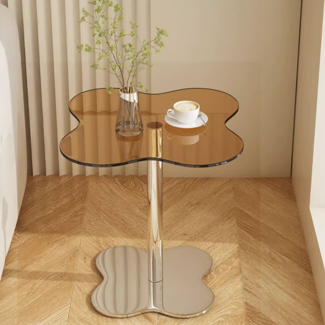 Modern Minimalist Cylinder Petal MDF Glass Stainless Steel Coffee Table For Living Room