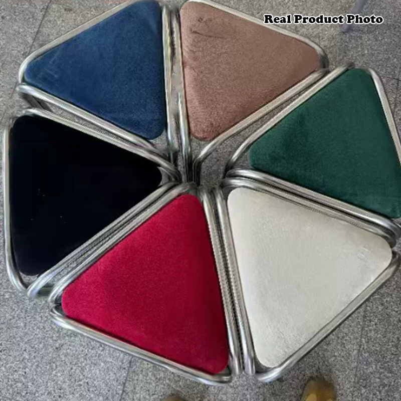 Contemporary Creative Flannelette Stainless Steel Stackable Triangle Low Stool Backless Armless For Living Room