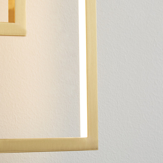 مصباح حائط LED هندسي مستطيل من النحاس بالكامل على الطراز الحديث لمنتصف القرن لجانب السرير 